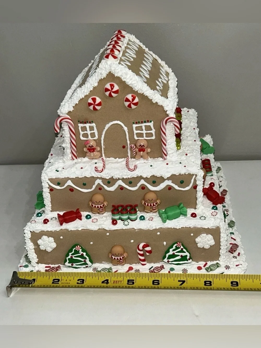 Fake Cake Gingerbread House Holiday Decor in Red & Green Handmade